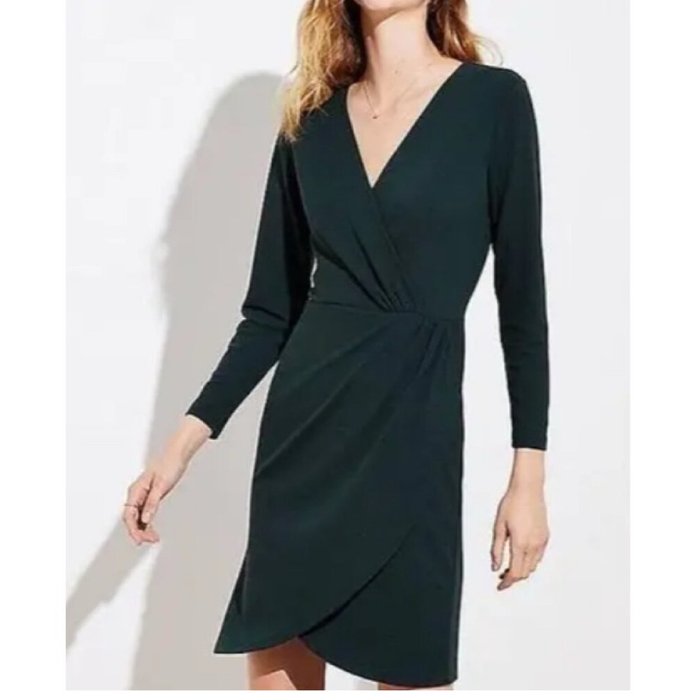 LOFT Dark Green Long Sleeve Dress